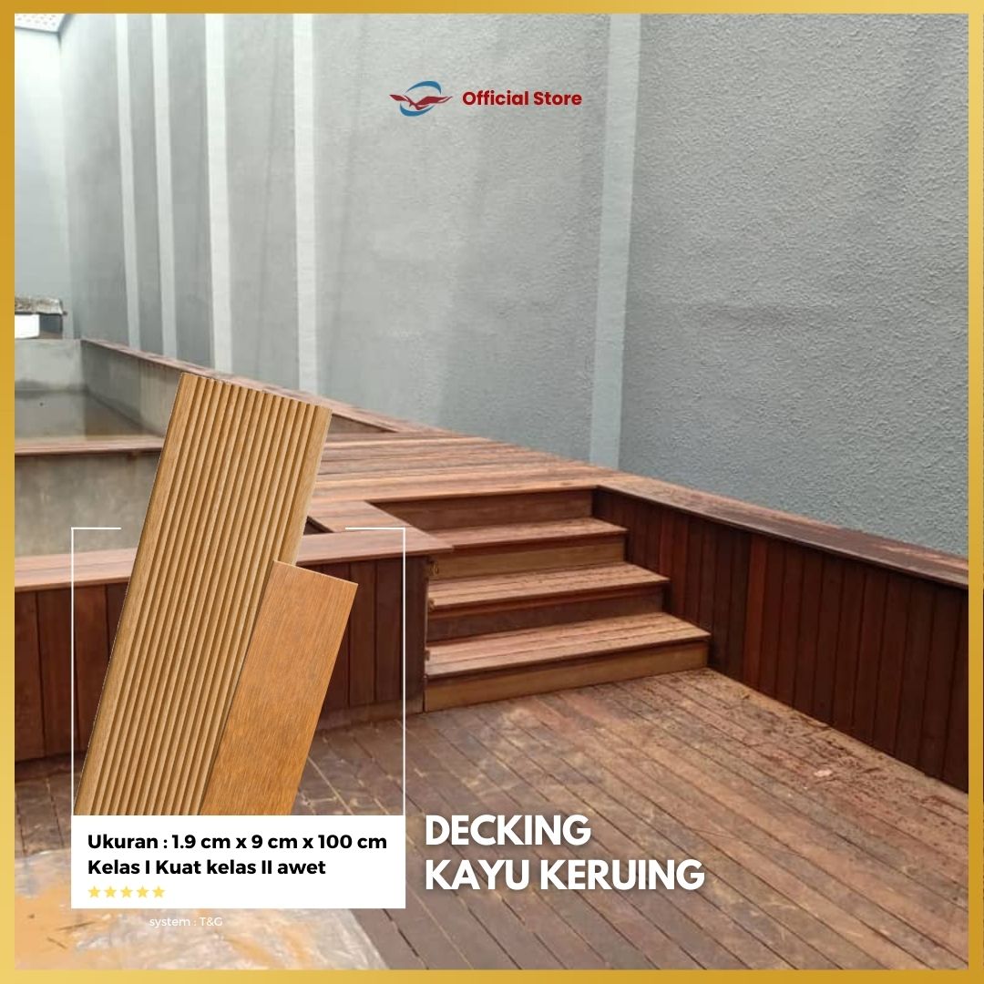 Lantai kayu outdoor / Decking kayu Keruing
