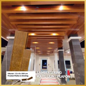 Lambersering Kayu Ulin Uk 1,2 x 8 x 100 cm/Plafon kayu solid/Dinding kayu solid/Plafon Anti Air