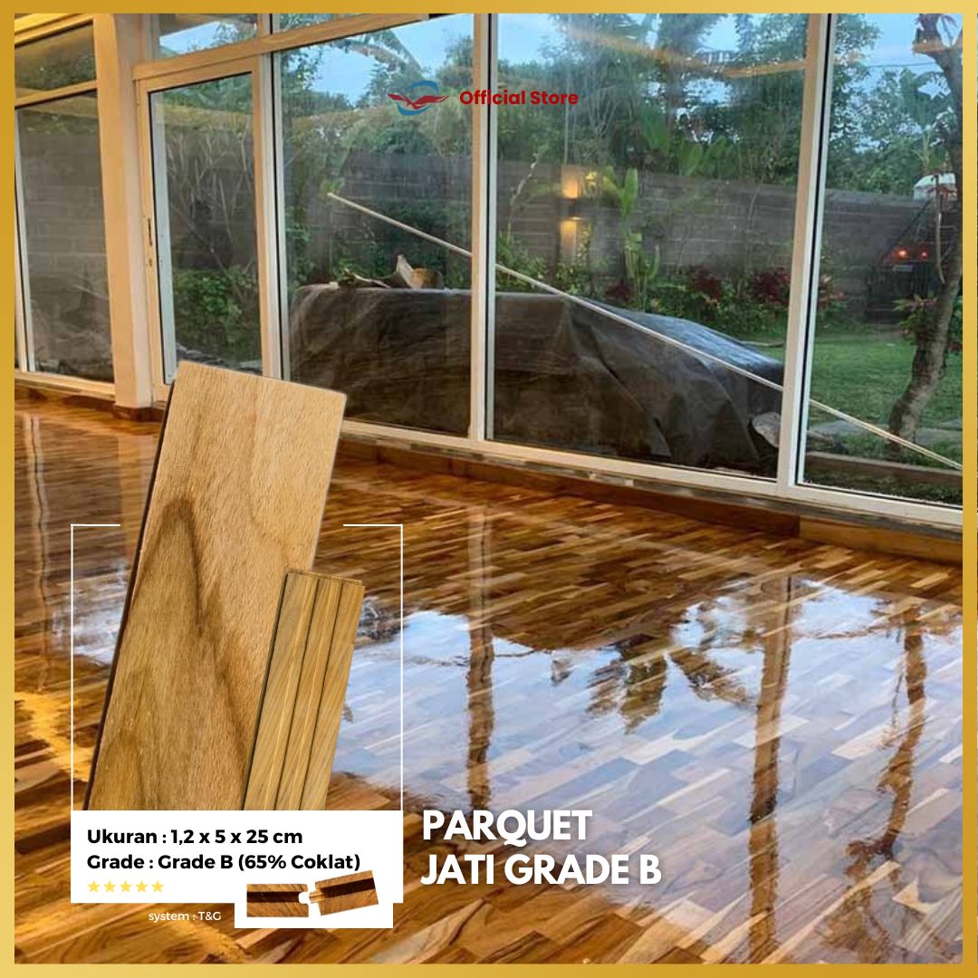 Parquet Jati Grade B ukuran 25cm