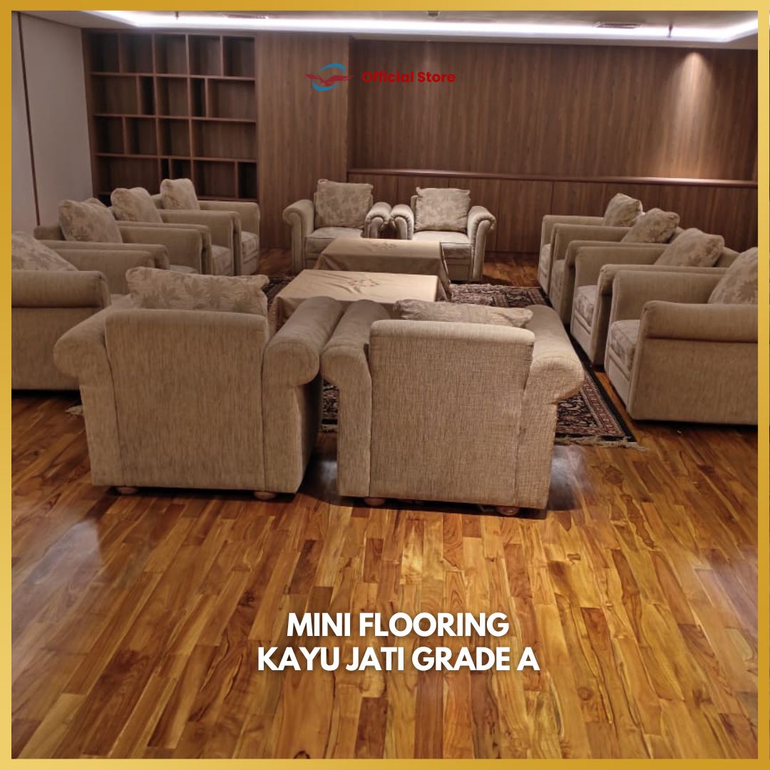 Lantai Kayu Jati Grade A Uk 1,2 cm x 7cm x 30 cm / Mini Flooring Kayu Jati Solid Grade A - Gambar 3