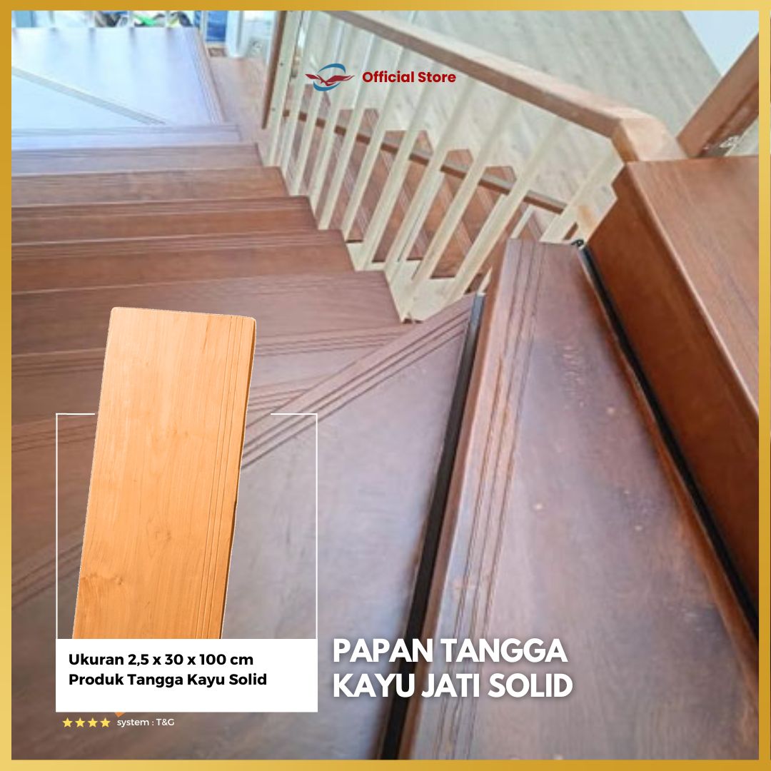 Papan Tangga Kayu Jati/Papan Tangga Outdoor/Indoor/ Tahan Rayap/Tidak Licin
